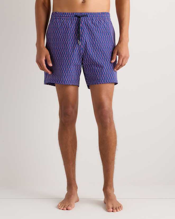 Navy Diamond Geo Italian Swim Trunks - 5.5"
