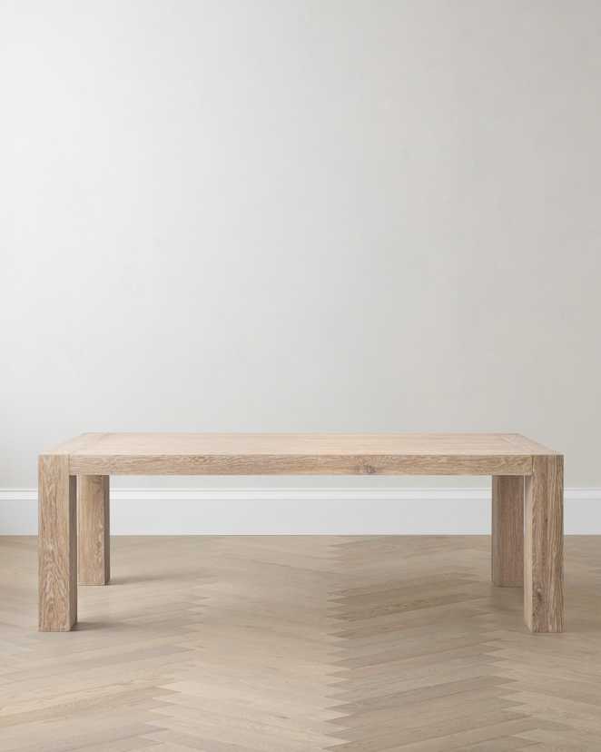 Washed Cream Reclaimed Oak Parsons Dining Table