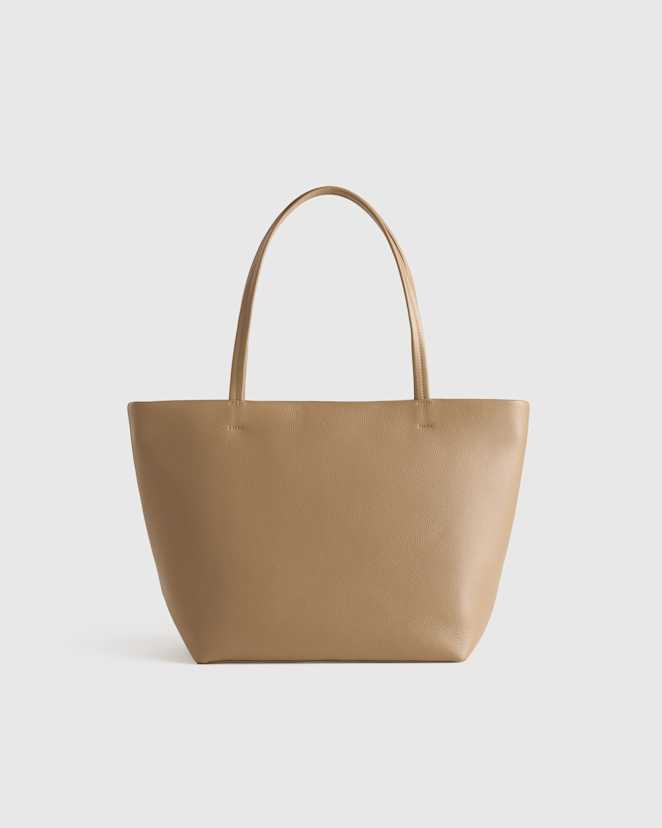 Warm Taupe Italian Leather Soft Shopper Tote