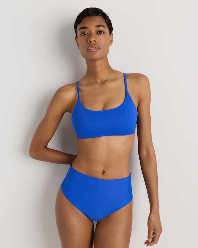 Electric Blue Italian Scoop Neck Bikini Top
