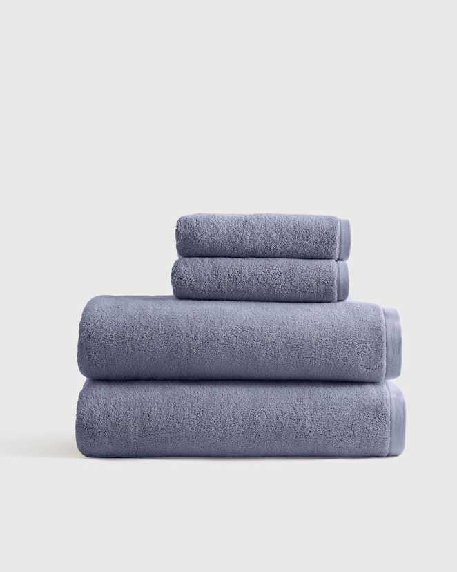 Twilight Blue Plush Organic Turkish Cotton Bath Sheet Bundle (4 pieces)