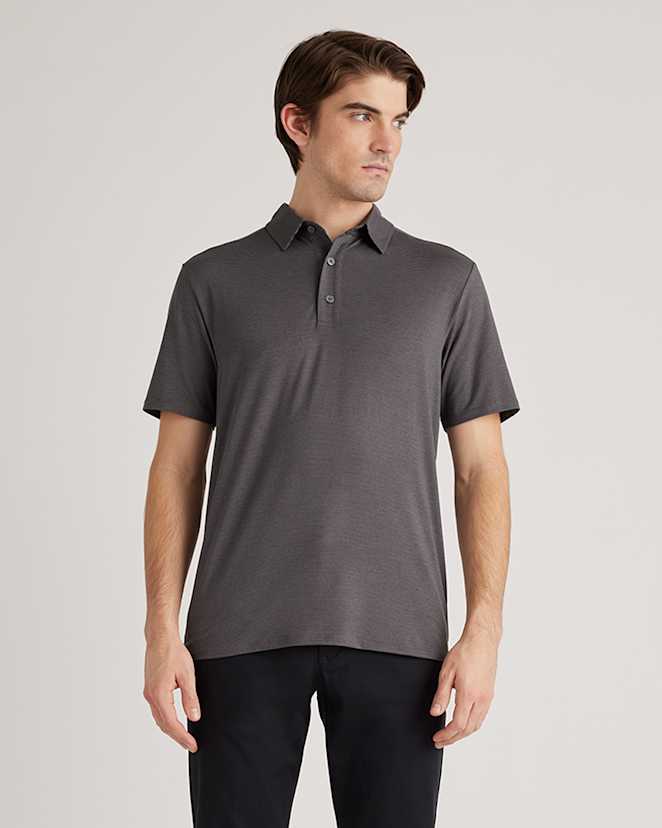 Black/Light Grey Stripe Performance Jersey Golf Polo