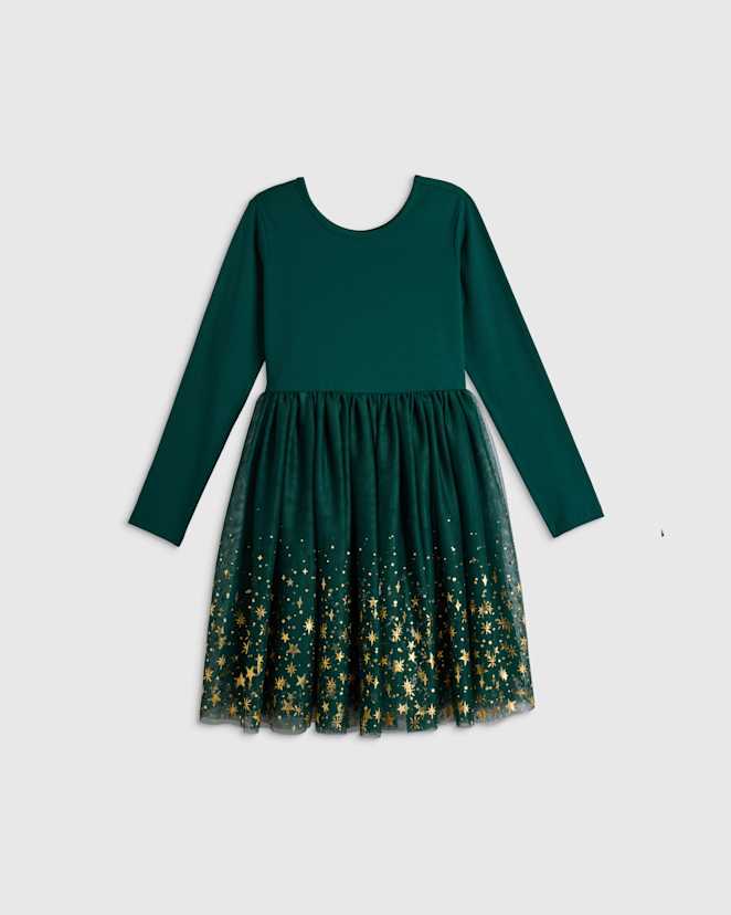 Forest Green Shimmer Tulle Dress