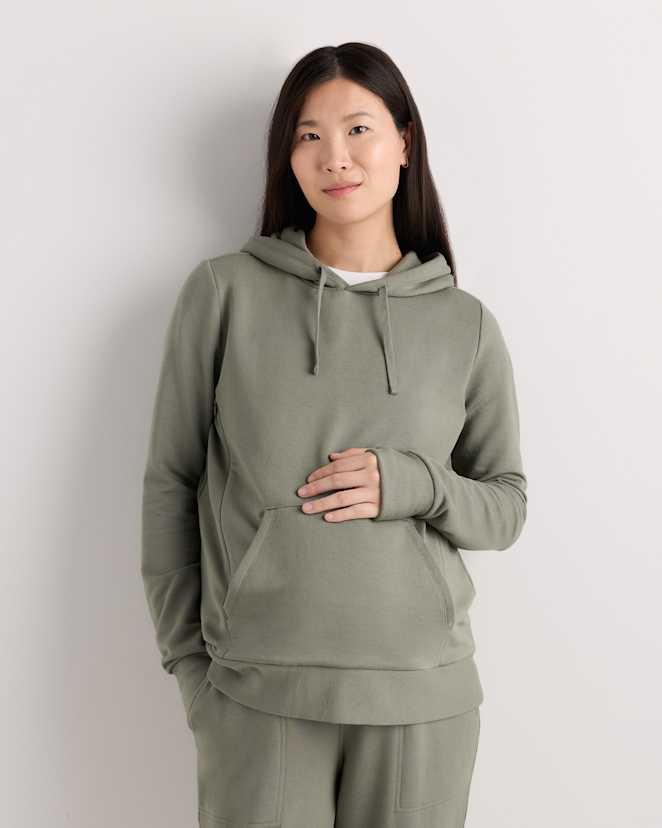 Smoked Thyme Green SuperSoft Fleece Maternity & Nursing Hoodie