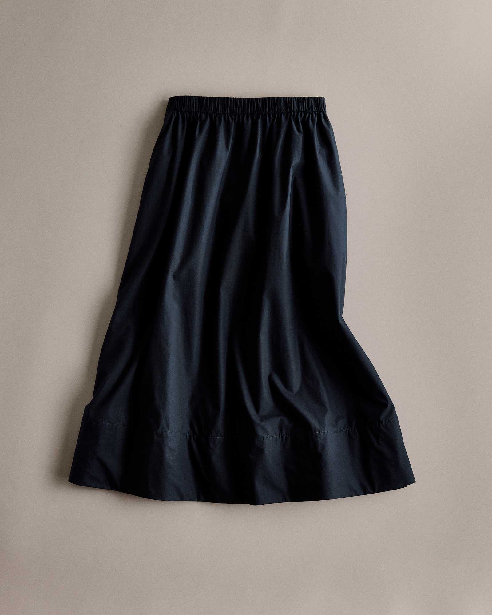 black 100% Organic Cotton Poplin A-line Maxi Skirt