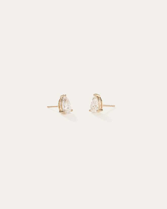 Yellow Gold 14k Gold Lab Grown Diamond Pear Solitaire Studs - 2ctw
