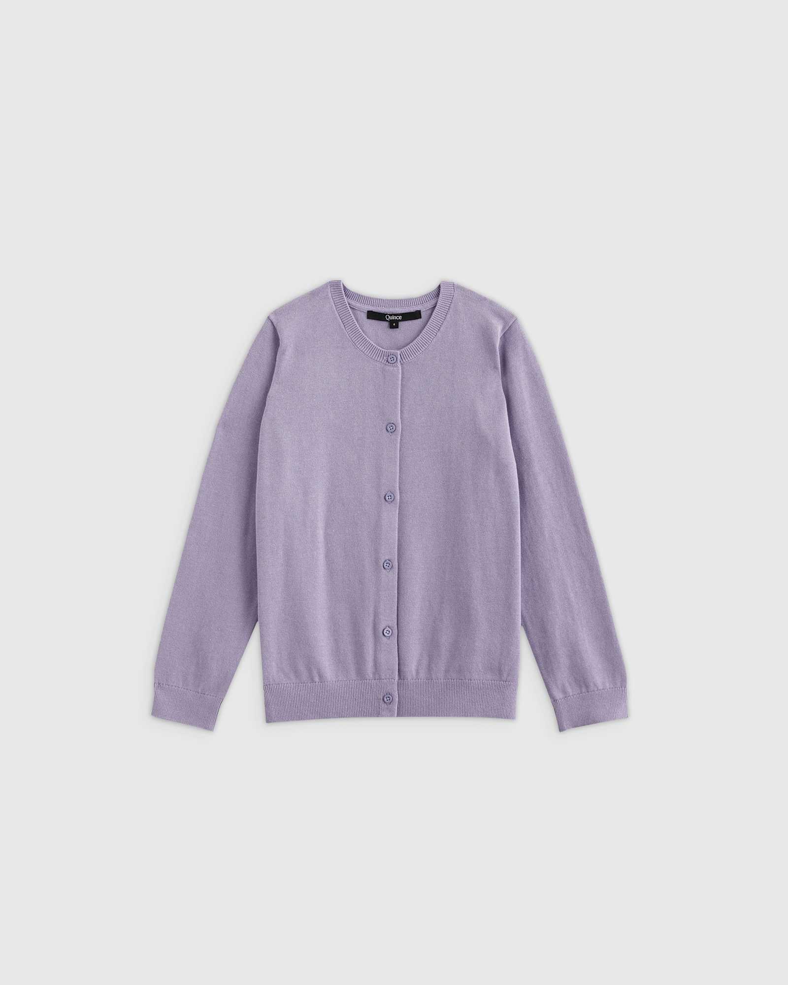 lilac 100% Organic Cotton Crewneck Cardigan