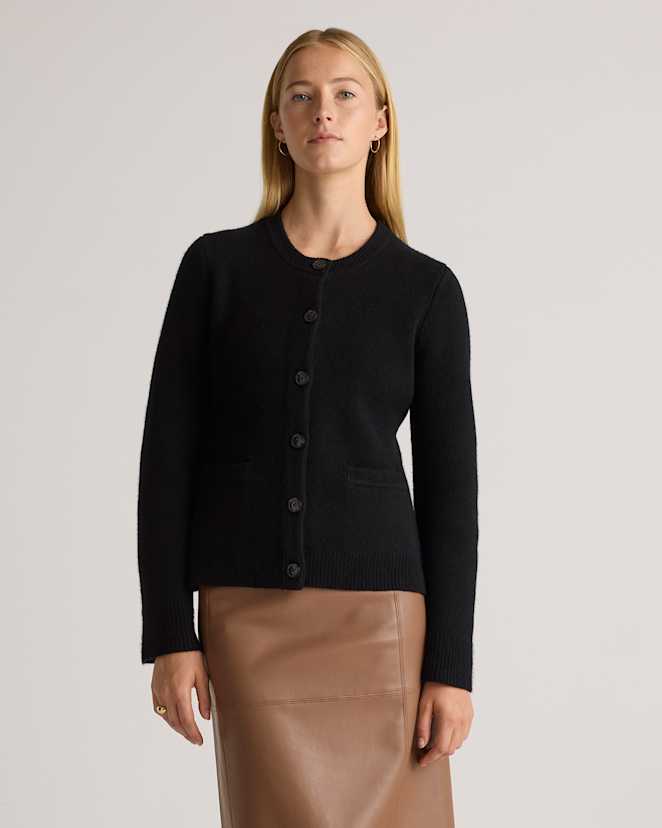 Black Mongolian Cashmere Structured Cardigan