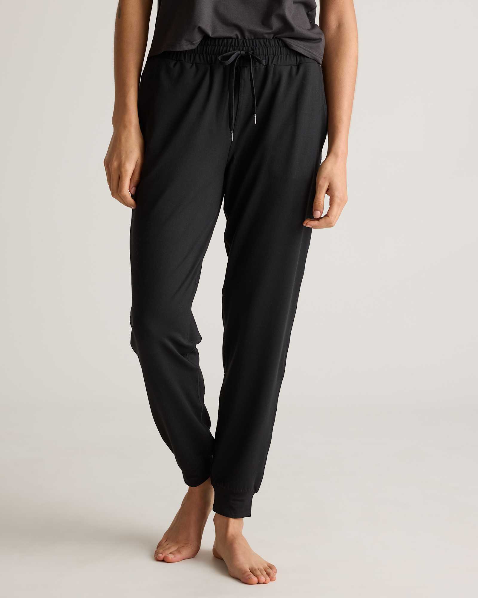 Black Flowknit Mid-Rise Joggers