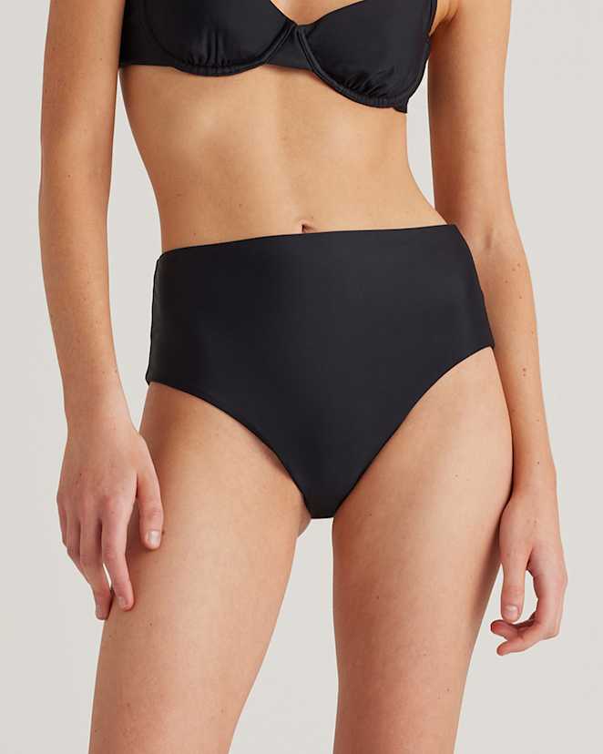 Black Italian High-Rise Bikini Bottom