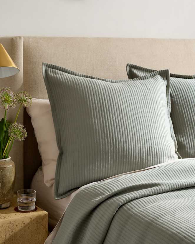 Dried Sage Organic Cotton Matelasse Euro Sham