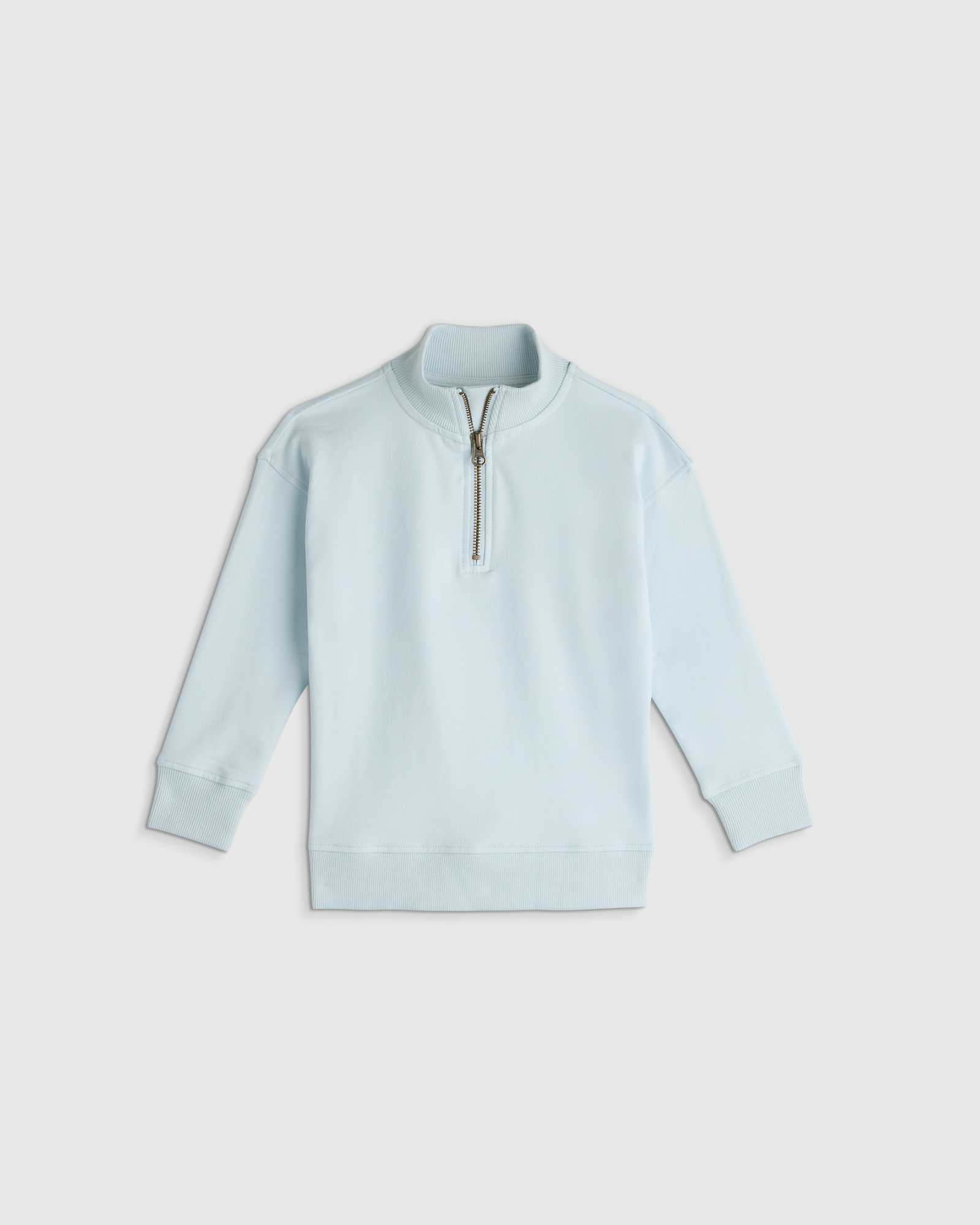 Soft Blue Organic Cotton French Terry Quarter-Zip
