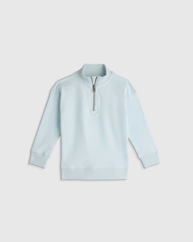 Soft Blue Organic Cotton French Terry Quarter-Zip