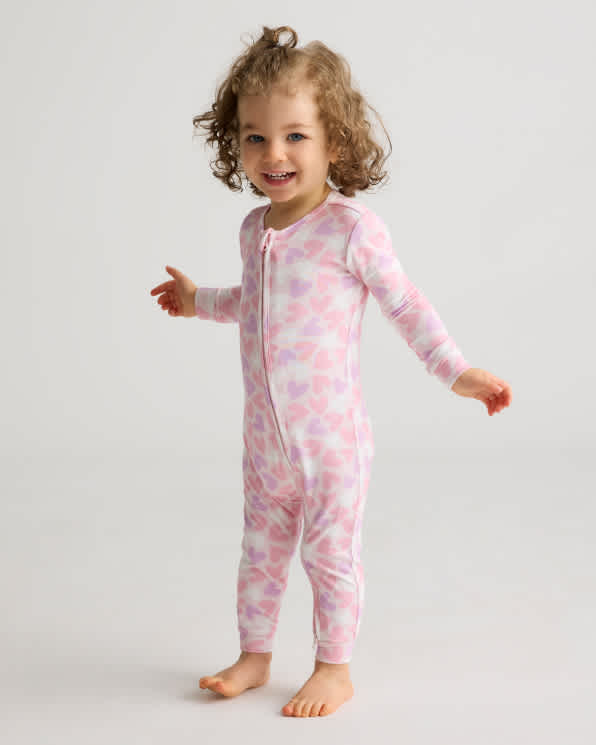 heartpjs Lavender Hearts Bamboo One Piece Pajama