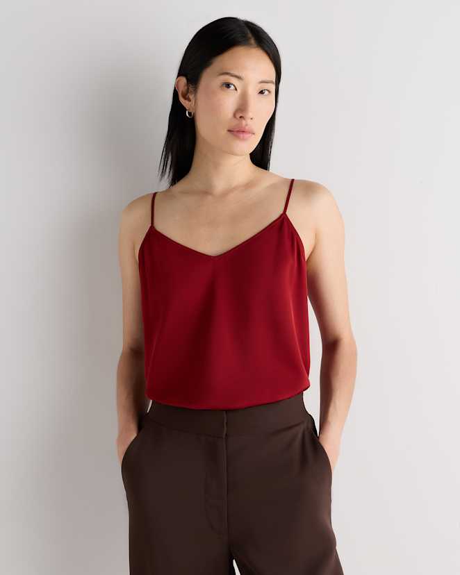 Clay Red Washable Stretch Silk V-Neck Cami