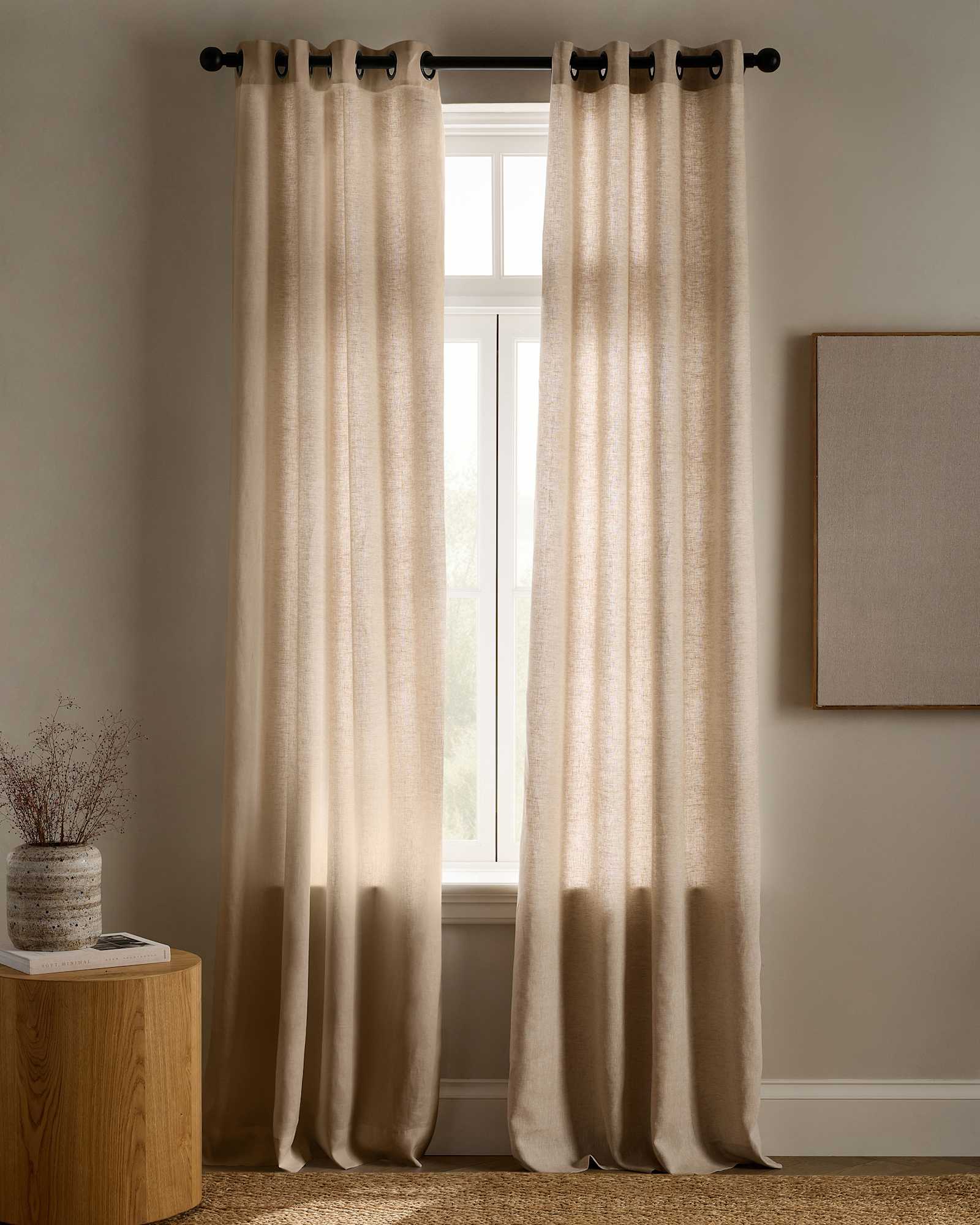 Flax European Linen Grommet Curtain - Single Panel