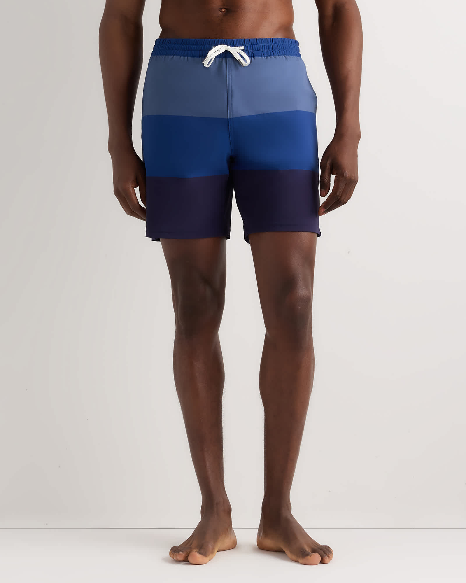 blue-colorblock Italian Swim Trunks - 7"