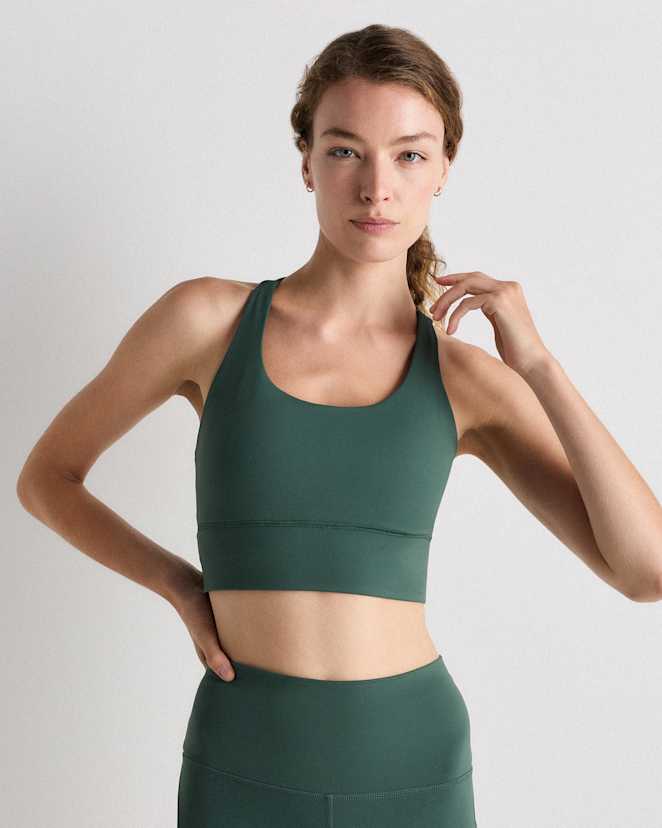 Big Sur Green Power-Up Long Line Strappy Sports Bra