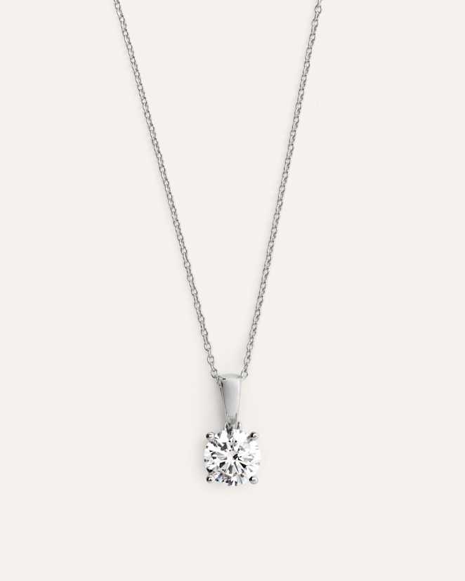 White Gold 14K Gold Lab Grown Diamond Solitaire Necklace