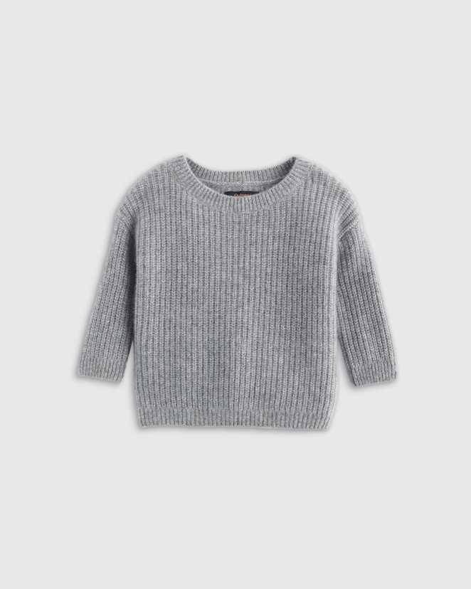 Heather Grey Washable Cashmere Fisherman Tunic Sweater