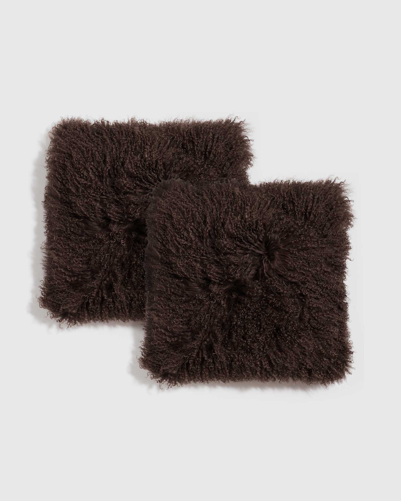 Espresso Luxe Mongolian Lamb Pillow Cover (Set of 2)