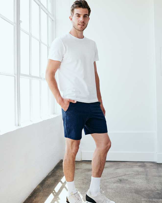 Heather Navy Flowknit Performance Shorts - 7.5"