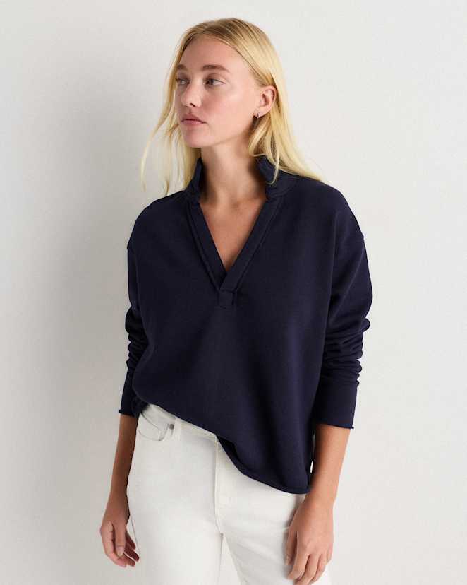 Deep Navy Organic French Terry Henley