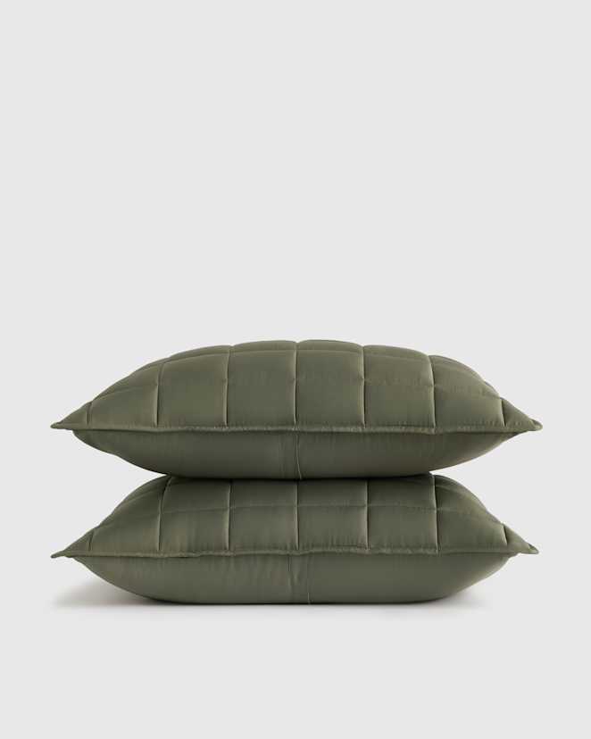 Dusty Olive Bamboo Box Quilted Sham Set