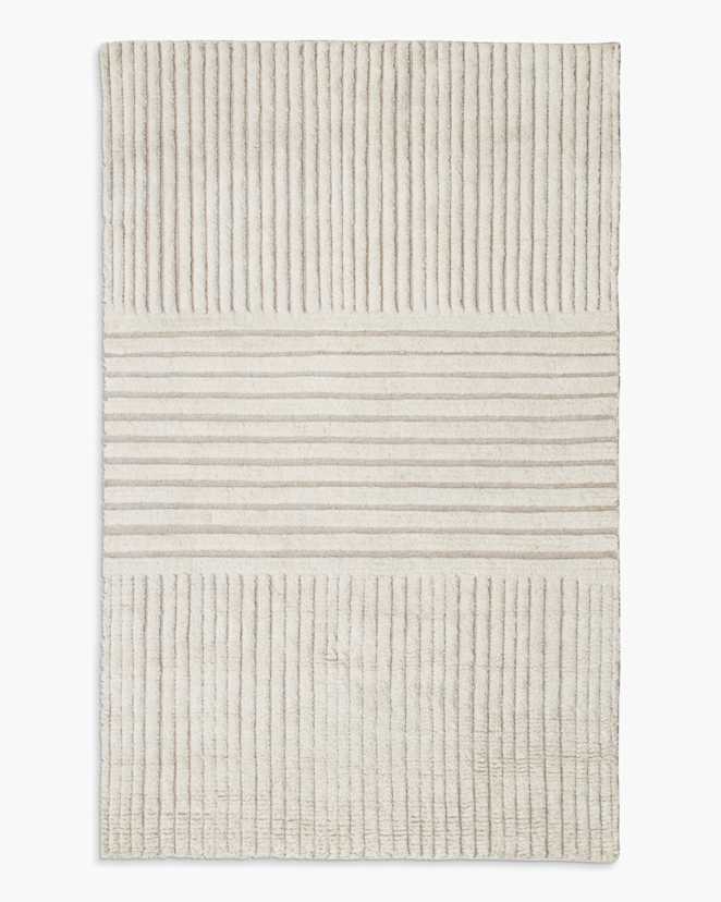 Troy Hand-Knotted Wool Rug 5X8 beige Ivory Troy Hand-Knotted Wool Rug