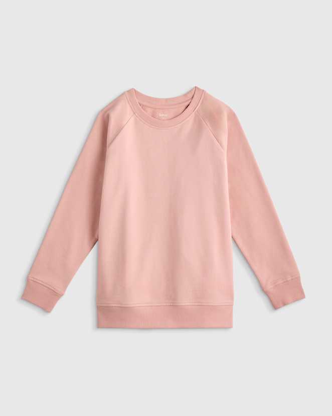 Pink Rose Organic Cotton French Terry Crew Neck Sweatshirt
