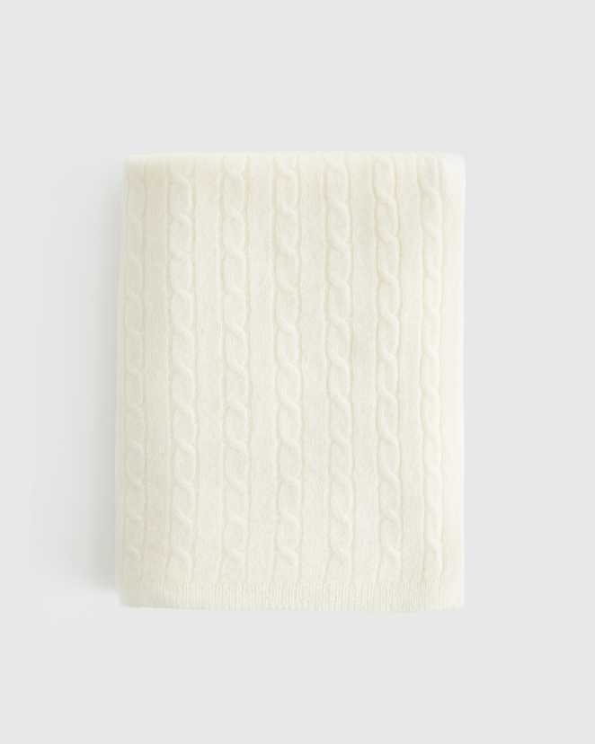 U-KID-2-IVRY-193 EDITED Ivory Mongolian Cashmere Cable Knit Baby Blanket