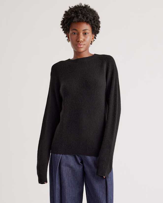 Black 100% Yak Wool Crewneck Sweater