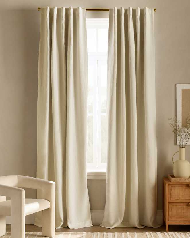 Ivory European Linen Room Darkening Curtain