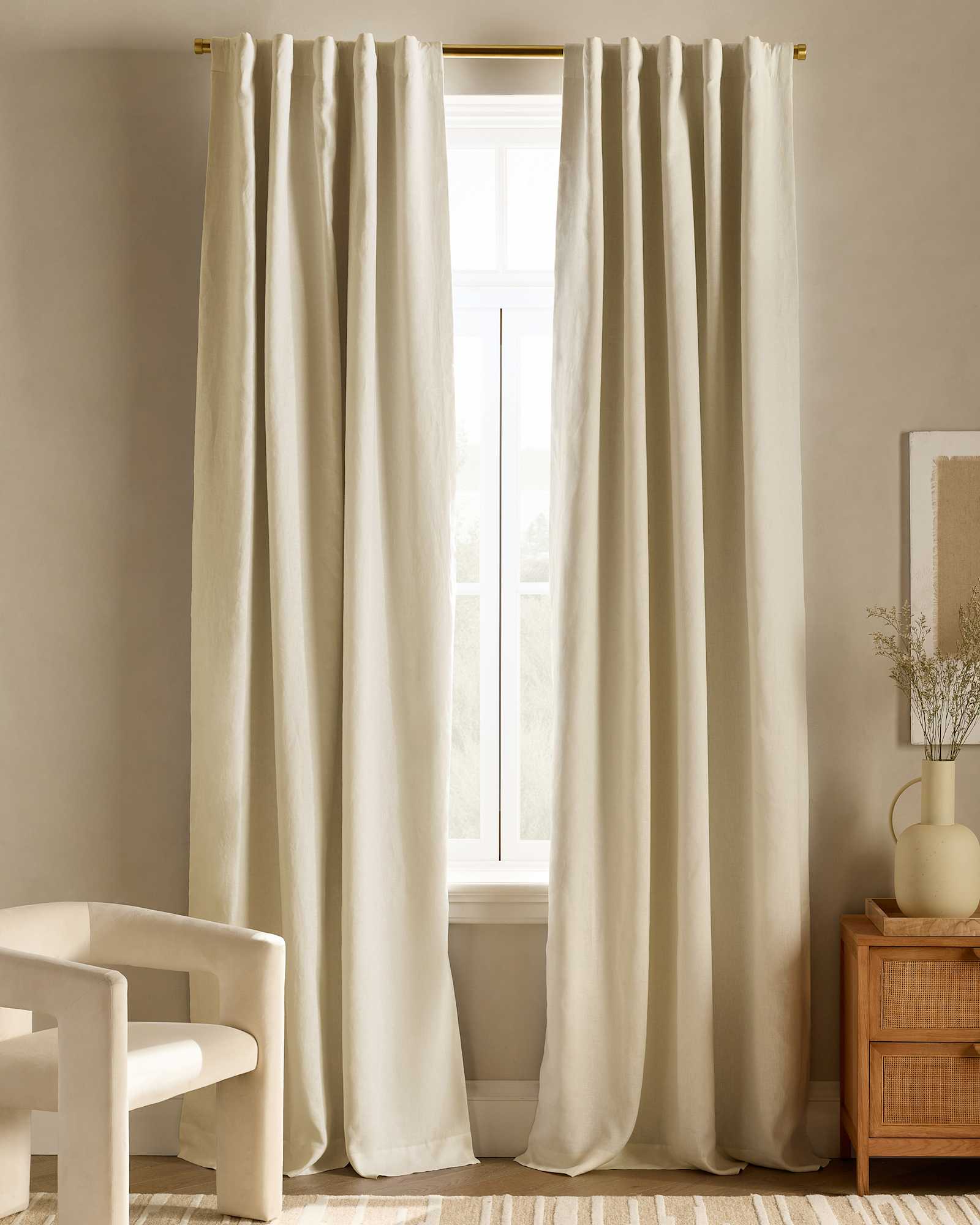 Ivory European Linen Room Darkening Curtain