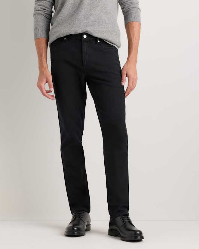 True Black French Terry 5-Pocket Pants - Slim