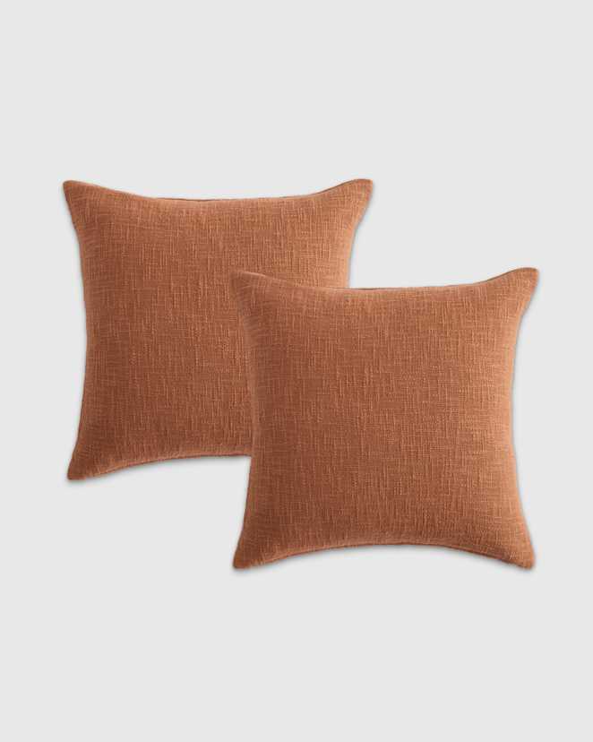 Terracotta Cotton Slub Pillow Cover (Set of 2)