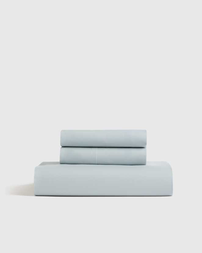 Sky Blue Organic Crisp Percale Fitted Sheet Set