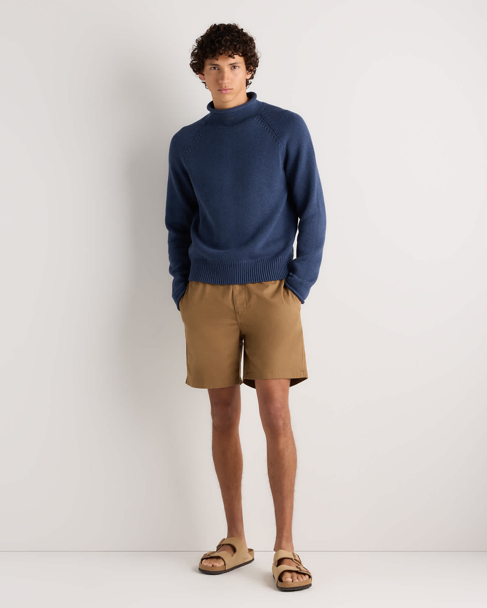 Heather Navy 100% Organic Cotton Rollneck Sweater