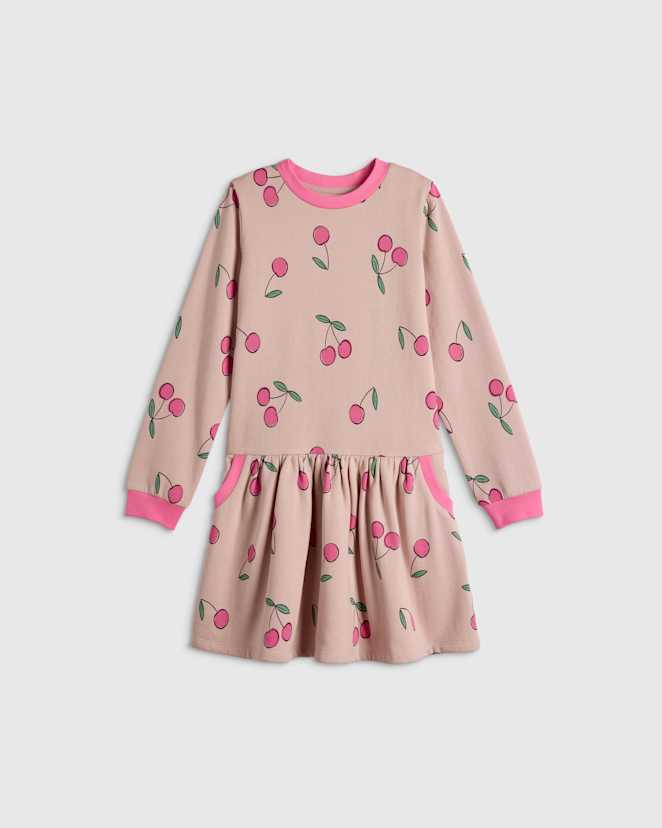 Cherries Cozy Fleece Sweatshirt Dress