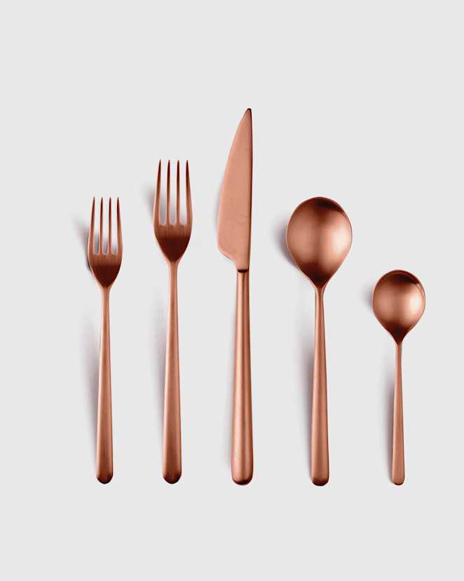 Brushed Bronze Linea Flatware 20-Pc Set by Mepra