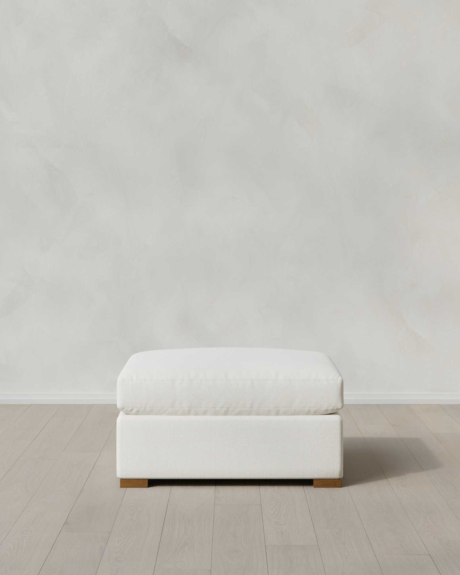 Marshmallow Hollis Slope Arm Ottoman in Performance Chenille Linen Blend
