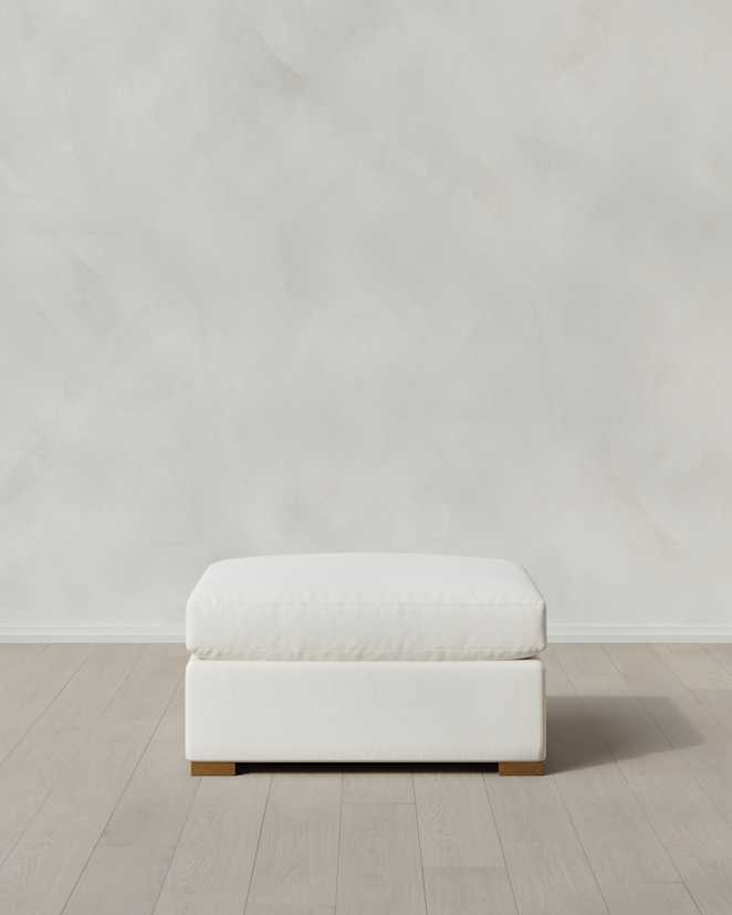 Marshmallow Hollis Slope Arm Ottoman in Performance Chenille Linen Blend