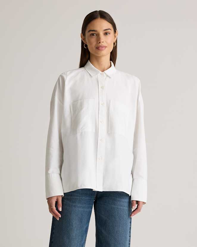 White Organic Cotton Boxy Oxford Shirt