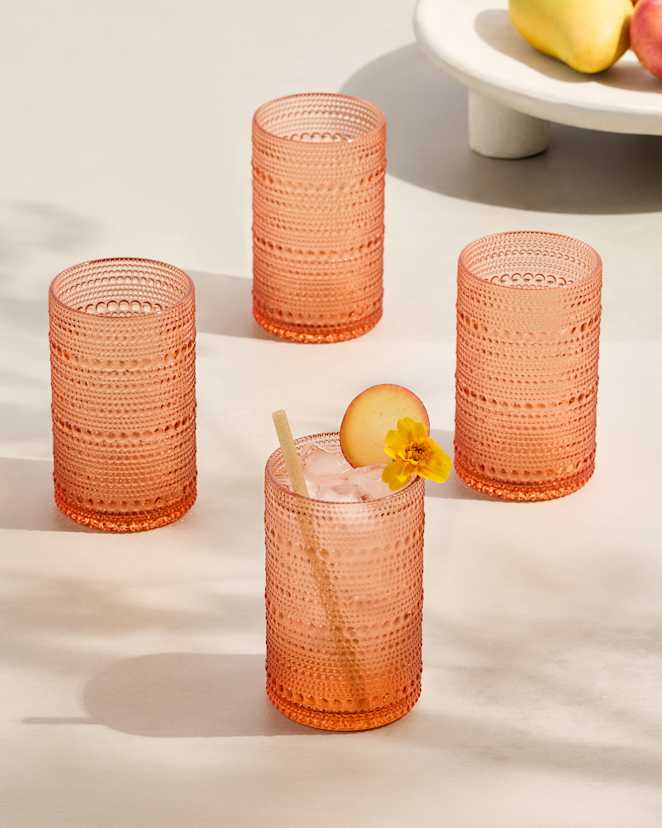 Coral Blush Orbetto Outdoor Acrylic Tall Tumbler (Set of 8)