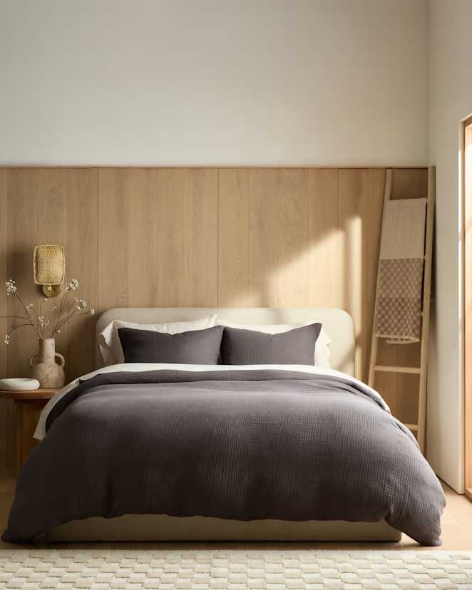 Charcoal Organic Cotton Gauze Duvet Cover Set