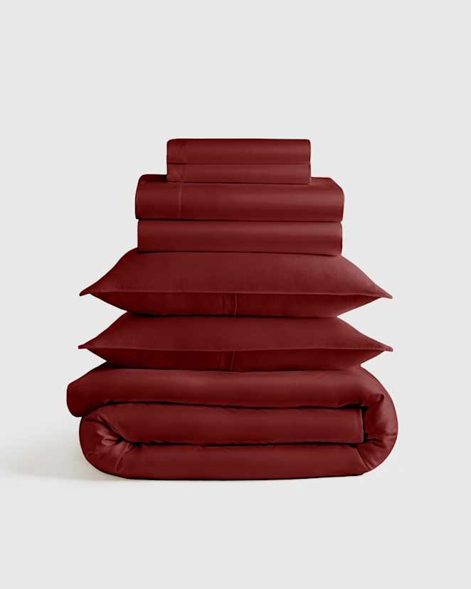 Burgundy Bamboo Deluxe Bedding Bundle