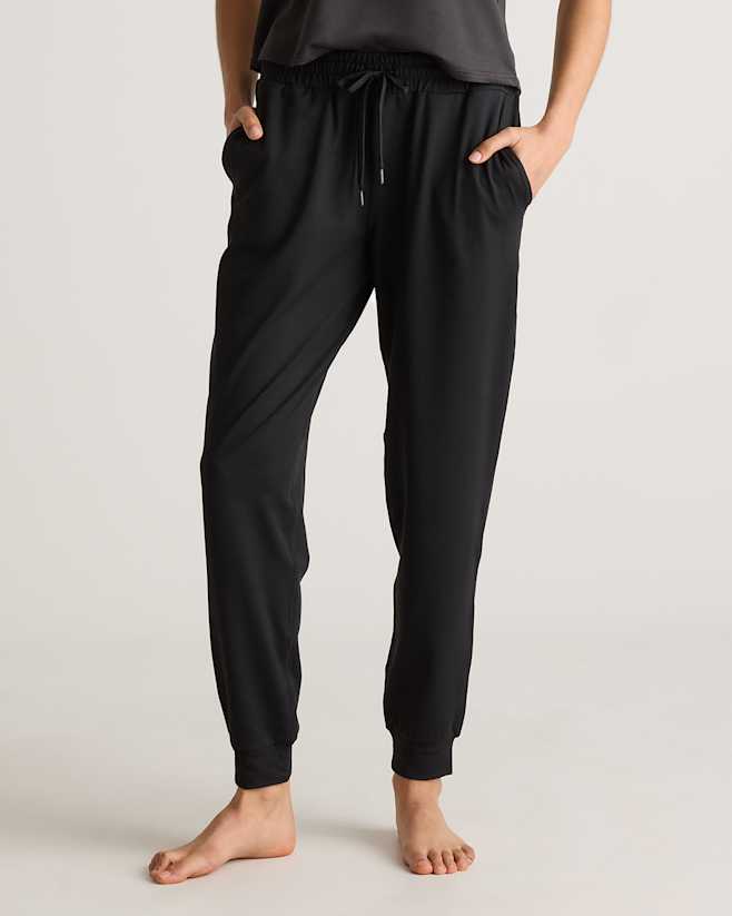 Black Flowknit Mid-Rise Joggers