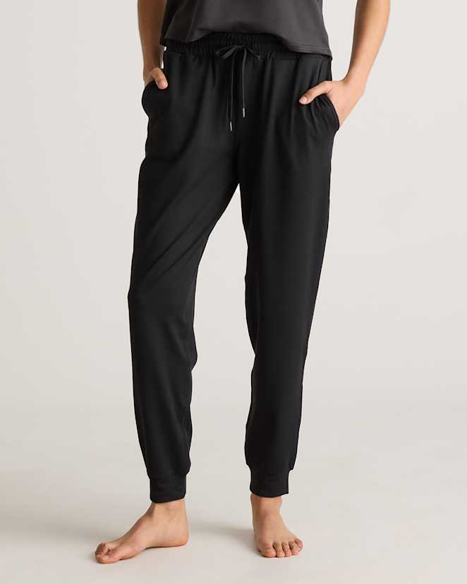 Black Flowknit Mid-Rise Joggers