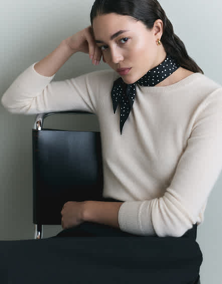 Ivory Mongolian Cashmere Crewneck Sweater