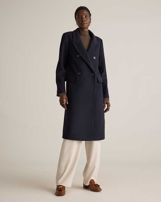 Cadet Blue Italian Wool Double-Breasted Coat